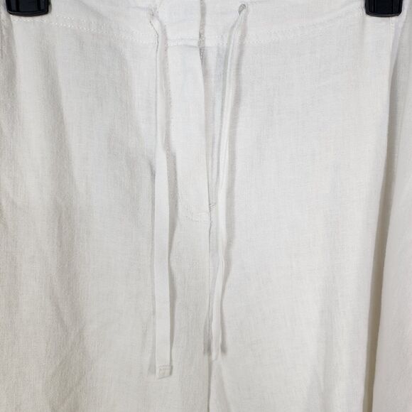 J Jill Womens Pants Size 26 White Linen Blend Drawstring Elastic Waist Pockets - Picture 8 of 14